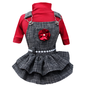 Jardineira Tweed Preta (SEM CAMISETA)