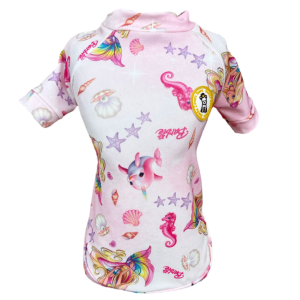 Camiseta UV Barbie Sereia Rosa