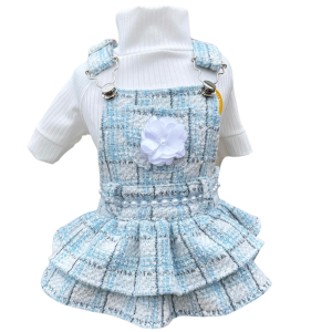 Jardineira Tweed Azul Bebê Brilho Fem