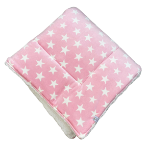 Manta Plush Estrela Rosa com Pelinho