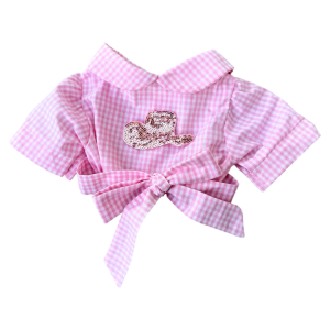 Casaco Cropped Tricoline Xadrez Rosa Bebê Boiadeira