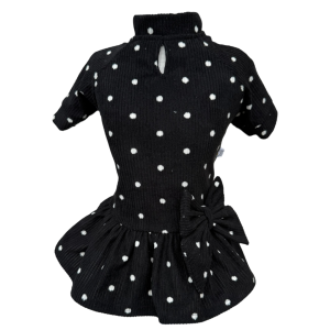 Vestido Veludo Poá Preto