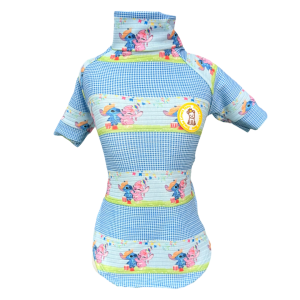 Camiseta Canelada Xadrez Stitch São João Azul